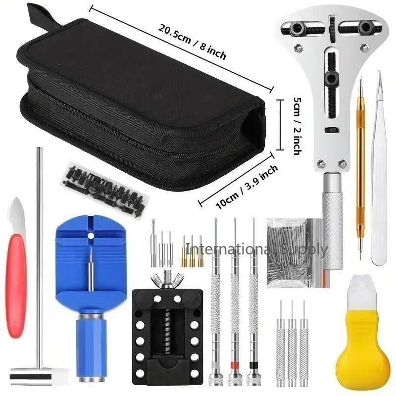 Spring Bar Tool Set - プロ仕様の147点セット時計修理キット。時計ケースオープナー、スプリングバー取り外しツール付き。時計の修理に最適。