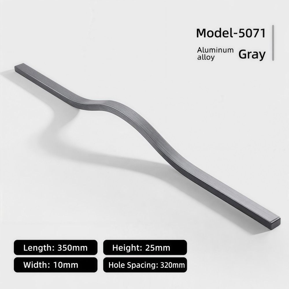 Curved Spring Bar - アルミ合金製キャビネットプルハンドル、複数サイズ展開、ブラッシュ仕上げのワードローブドアプル、耐久性のある洗練された曲線型家具ハンドル