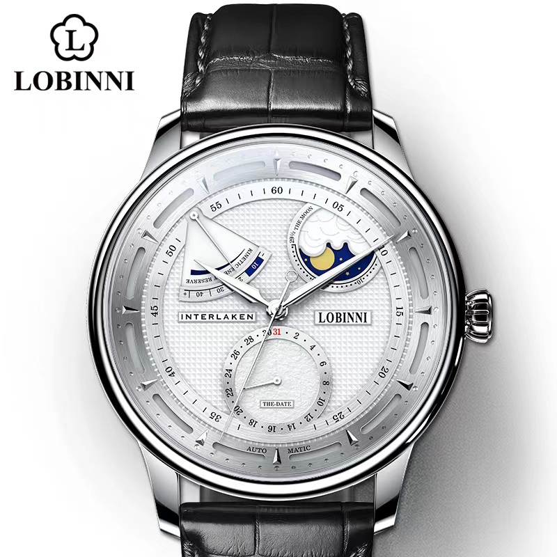 Lobinniムーンフェイズカモメ腕時計機械式自動腕時計メン - Omega Watch Constellation のレビューと価格